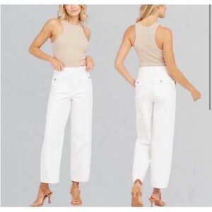 Spanx Stretch Twill Cropped Bright White Wide Leg Pants